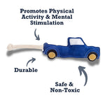 Country Living Faux Leather Blue Pickup Truck Dog Chew Toy, Durable, Safe and Non-Toxic