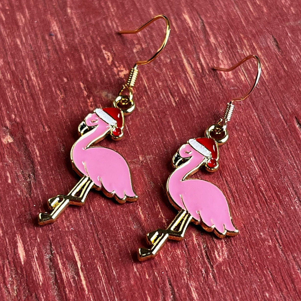 Flamingo Christmas Earrings