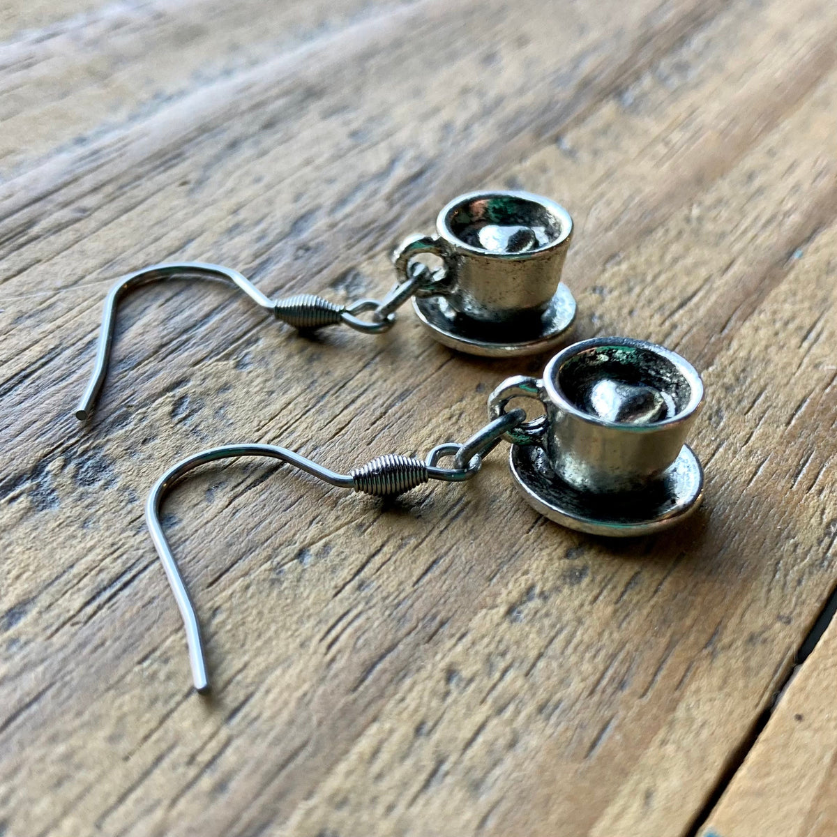 Coffee Cup Earrings, Coffee Mug with Heart
