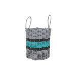 Lobster Rope Basket Light Gray and Teal, Black Accents