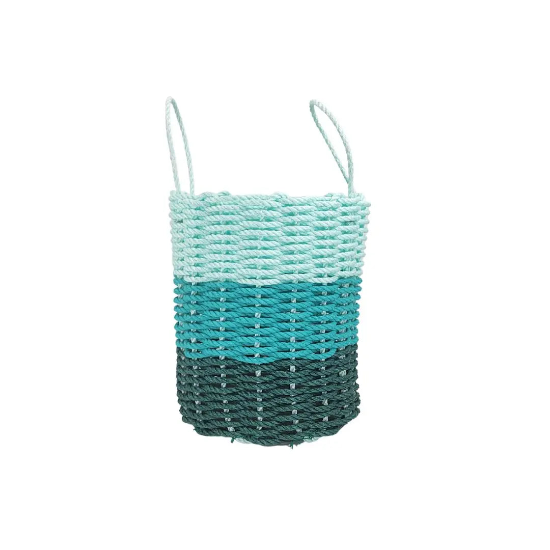 Hunter Green, Teal & Seafoam Ombre Rope Basket