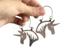 Handmade Unicorn Hoop Earrings: Aluminum or Copper