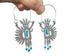 petroglyph earrings, tribal beaded hoop earrings