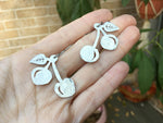 Handmade Metal Cherry Dangle Earrings: Fruit Jewelry