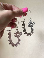 Handmade Mayan Glyph Hoop Earrings: Bird Design