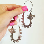 Handmade Mayan Glyph Hoop Earrings: Bird Design