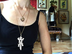 Handmade Brass Lizard Pendant Necklace: Tribal Long Length Jewelry