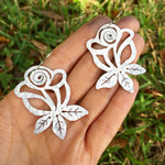 Metal Rose Earrings: Hand Cut Folk Art Jewelry