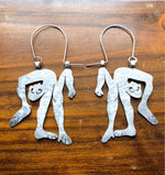 Handmade contortionist Earrings: Aluminum, Copper, or Brass