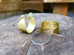 Rustic Metal Scoop Hoop Earrings: Handmade Hammered Brass