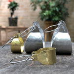 Rustic Metal Scoop Hoop Earrings: Handmade Hammered Brass