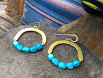 Handmade Turquoise Bead Earrings: Brass Arch Jewelry