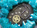 Butterfly Mandala Necklace: Amethyst Beaded Insect Jewelry