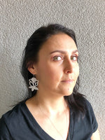 Metal Rose Earrings: Hand Cut Folk Art Jewelry