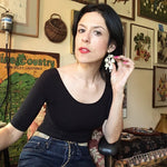 Handmade Lily of the Valley Skull Chandelier Earrings
