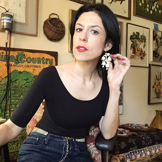 Handmade Lily of the Valley Skull Chandelier Earrings