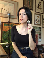 Handmade Lily of the Valley Skull Chandelier Earrings