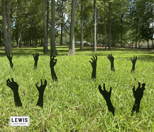 Zombie Hands Metal Yard Stakes | Halloween Lawn Decor Set