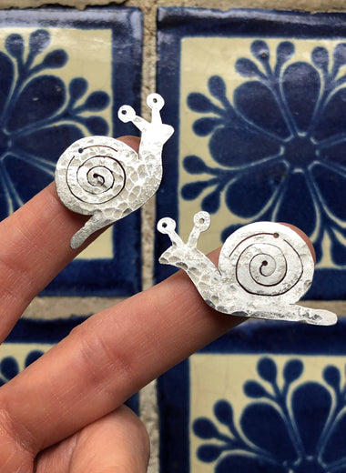 Handmade Aluminum Snail Earrings: Garden Jewelry