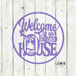 Welcome to Our Haunted House Metal Door Hanger | Halloween Decor