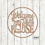 Welcome to Our Haunted House Metal Door Hanger | Halloween Decor