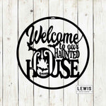 Welcome to Our Haunted House Metal Door Hanger | Halloween Decor