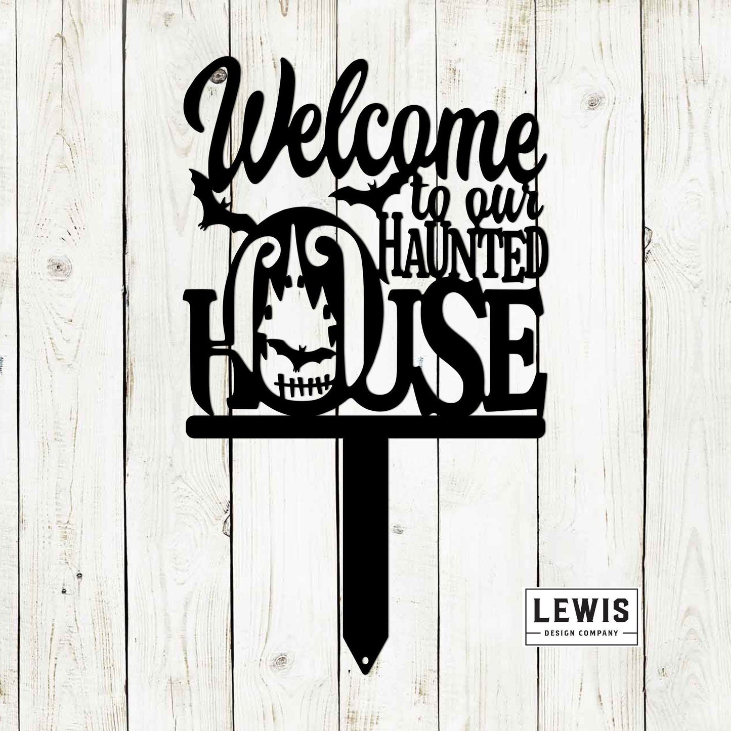 Welcome to Our Haunted House Stakes | Halloween Metal Yard Decor