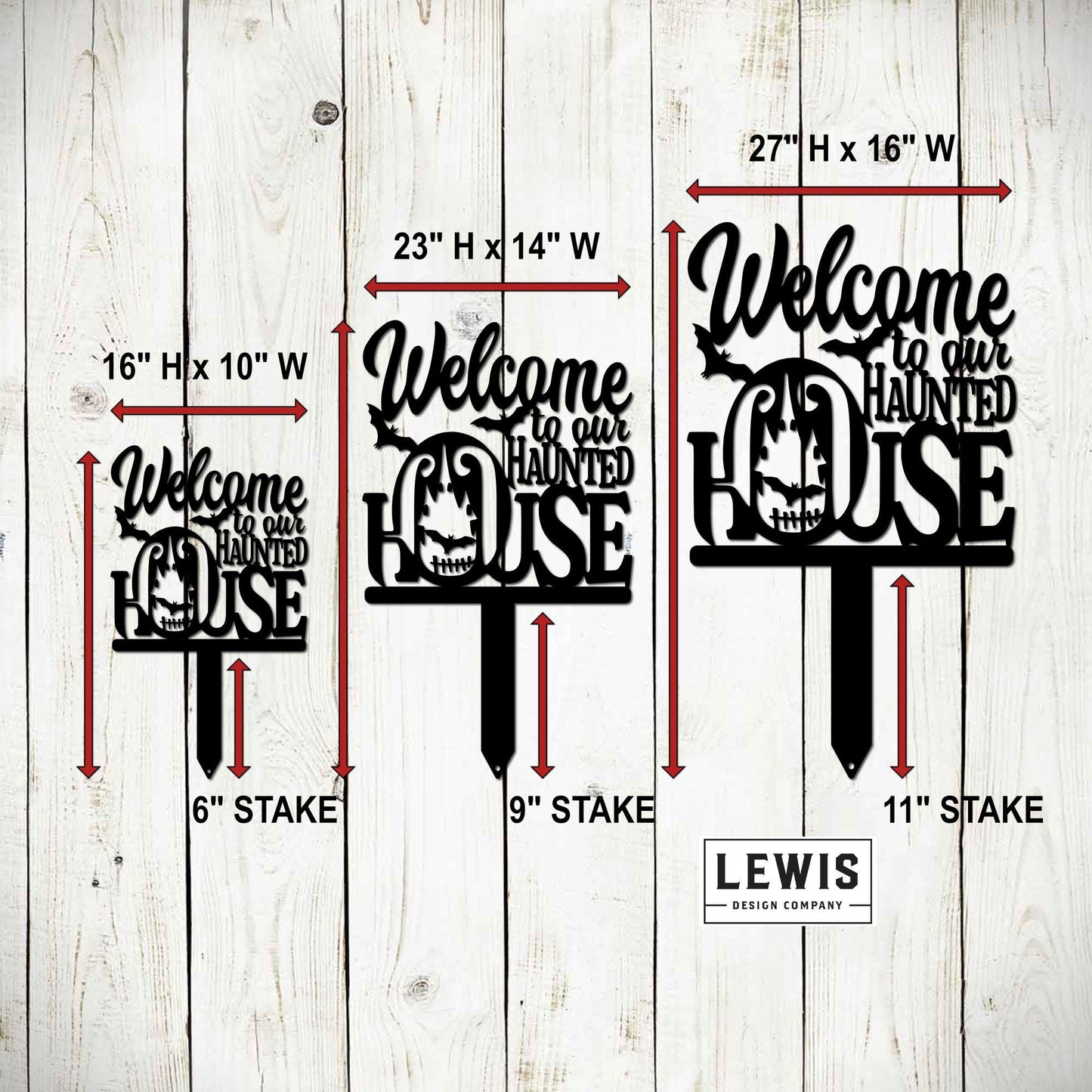 Welcome to Our Haunted House Stakes | Halloween Metal Yard Decor