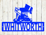Winged Go Kart Custom Name Metal Sign | Personalized Racing Decor