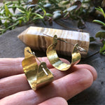 Rustic Metal Scoop Hoop Earrings: Handmade Hammered Brass
