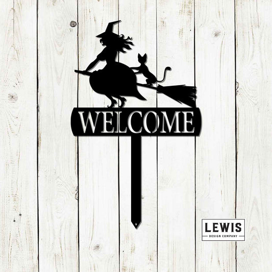 Witch Welcome Yard Stake Sign | Halloween Metal Decor