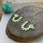 Handmade Mayan Glyph Hoop Earrings: Bird Design