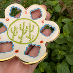 Handmade Southwestern Saguaro Cactus Ceramic Ring Dish with Gold Luster