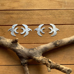 Handmade Sterling Silver Bird Post Earrings: Folk bird earring Design