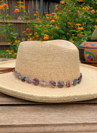 Fluorite and Kiwi Jasper Hatband, Gemstone Hat Band