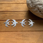 Handmade Sterling Silver Bird Post Earrings: Folk bird earring Design