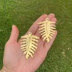 Large Brass Fern Earrings: Woodland Dangle Earrings