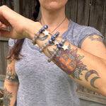 Lapis & Grey Agate Stretch Bracelet: Abalone Star Charm