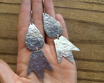 Handmade Hammered Metal Dangle Earrings: Geometric Sculptural Drops