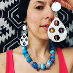 Colorful Fiesta Metal Drop Earrings: Handmade Confetti Statement Jewelry