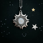 Lunar Witch Necklace - Rainbow Moonstone Pendant
