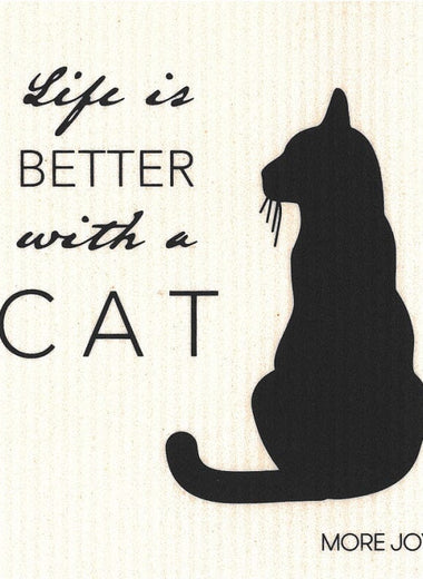 Life is Better with a Cat Swedish Dishcloth