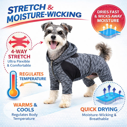 Pet Life ® Active 'Downward Dog' 4-Way-Stretch Fitness Yoga Dog Tracksuit Hoodie