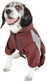 Pet Life ®  Active 'Fur-Breeze' Medium-weight 4-Way-Stretch Full Body Hooded Dog Yoga sweater