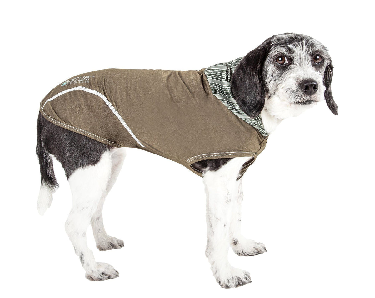 Pet Life ® Active 'Pull-Rover' 4-Way Stretch Sleeveless Fitness Yoga Dog T-Shirt Hoodie