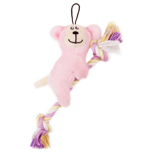 Pet Life ® 'Broom-Lick' Plush and Jute Rope Squeaking Newborn Cat and Dog Toy