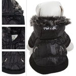 Pet Life ® Classic Metallic Fashion 3M Insulated Dog Coat Parka  w/ Removable Hood