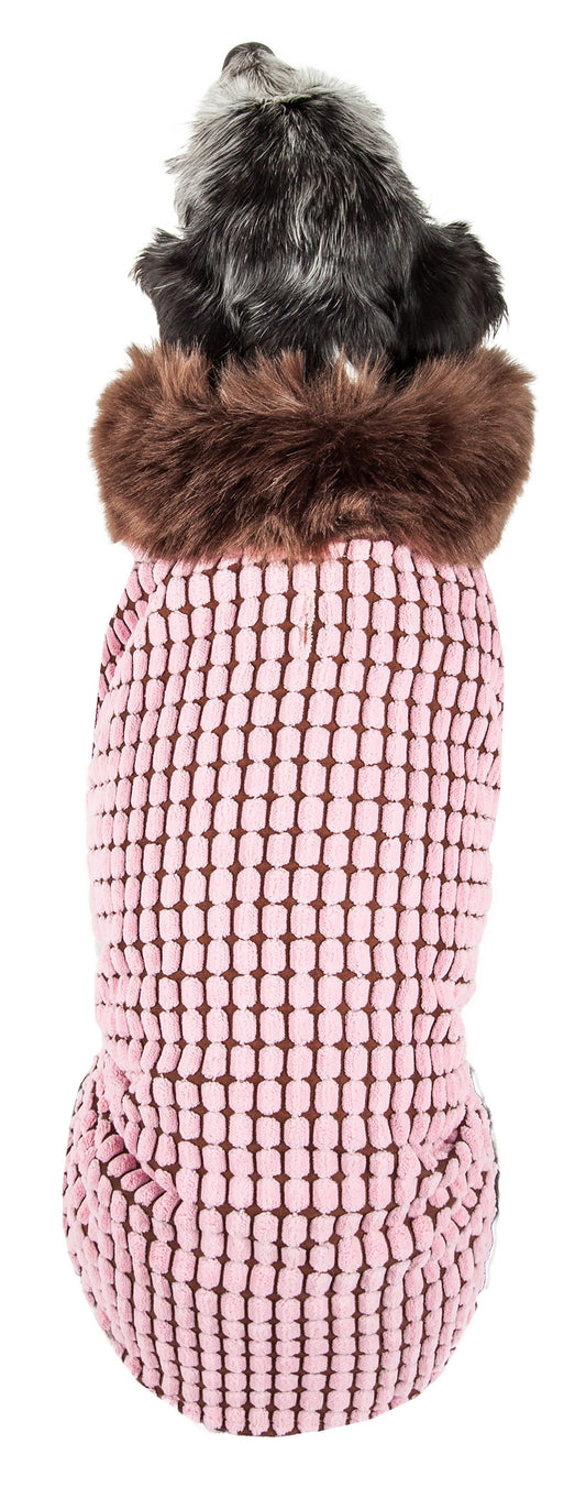 Pet Life ®  Luxe 'Beautifur' Box-Stitched Elegant Designer Mink Fur Dog Coat