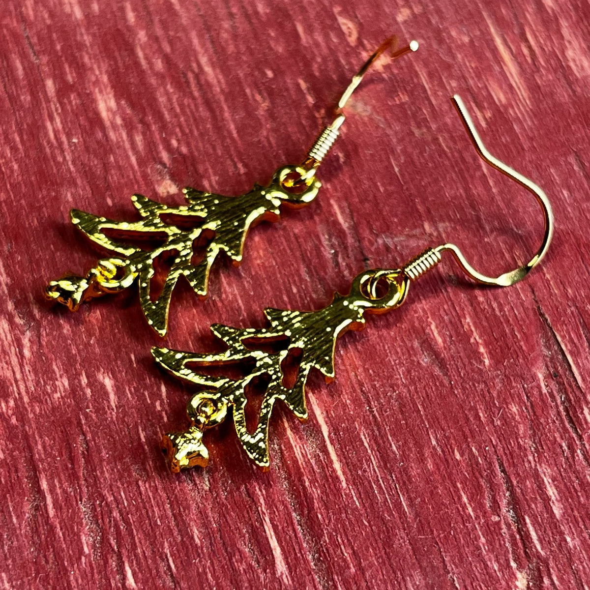 Elegant Gold Rhinestone Christmas Tree Earrings
