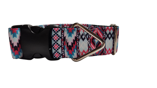 1.5" Wide Pink Tribal Nylon Dog Collar